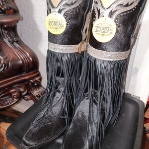 Corral Black Fringe Cowboy Boots